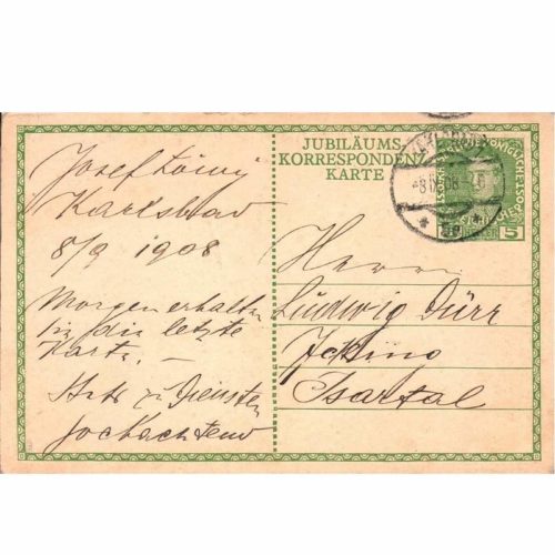 AK Österreich Jubiläums Korrespondenz Karte 1908 gelaufen